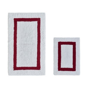 Hotel 2 PC Bath Rug 100% Premium Cotton Tufted Weave Two Tone Reversible Bathroom Rug, Super Soft Absorbent, Machine Washable Bath Mat - 1 of 4