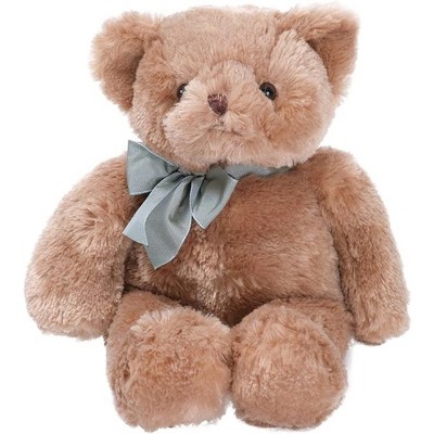 Bearington Baby Gus the Teddy Bear: Hand-Sewn Brown Bear with Soft Fur, Premium Fill and Satin Bow - 13 Inch Tall