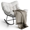 Outdoor Papasan Rocking Chair, Oversized Lounge Chair with Metal Frame & Cushion, Patio Rattan Egg Chair for Balcony Backyard Porch Bedroom - 2 of 4