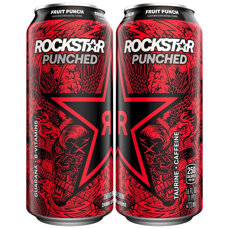 Rockstar Punched Fruit Punch Energy Drink - 16 fl oz can, 2 of 6