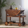 NAYSAYE Bar Serving Cart Modern Industrial Wood and Aluminum Design with Storage and Wheels for Dining Room , Brown, 35.5"*35.5"*29.5" - 2 of 4