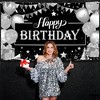 KatchOn, Happy Birthday Banner Black and Silver - 72x44 Inch |Happy Birthday Backdrop Men for Black Decorations - 2 of 4