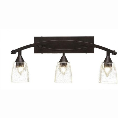 Toltec Lighting Bow 3 - Light Vanity in  Bronze with 4.5" Square Clear Bubble Shade