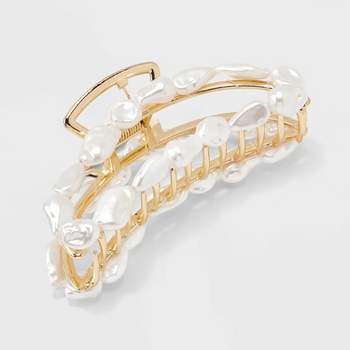 Metal with Pearl Claw Hair Clip - A New Day™ White