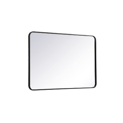 Contemporary Frameless Metal Rectangular Mirror 28x42 in Black
