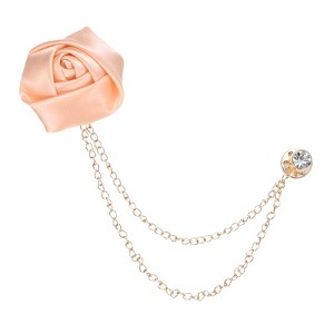 Unique Bargains Cloth Handmade Flower Lapel Pin with Gold Badge Tassel Chain Brooches 1.57 inch 1 Pc - 1 of 4