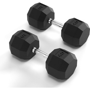Rubber Coated Hex Dumbbell Weight Set, Multiple Sizes Exercise & Fitness Dumbbells,40LB Set, for Muscle Toning, Strength Building - 1 of 4