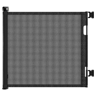 INFURNIC Baby Gates Retractable Mesh Safety Gate with Locking Mechanism for Indoor and Outdoor Use, Black, 55"*3.5"*34"