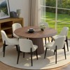 PexFix 52" Modern Round Dining Table Set with 6 Upholstered Chairs Walnut Textured Wood Top Pleated Pedestal Base Beige Seats for Kitchen Dining Room - 2 of 4