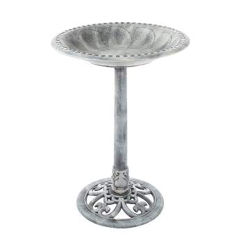 Nature Spring Outdoor Antique Bird Bath - Weather-Resistant Polyresin Basin for Yard and Patio Decor