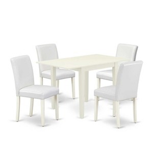 5-Piece Linen White Finish Solid Wood Top - Dining Room Set (Seats-4) - 1 of 4