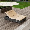 Reclining Chaise Lounge Set of 2, Adjustable Wicker Patio Lounger with Table for Poolside or Deck - 3 of 4