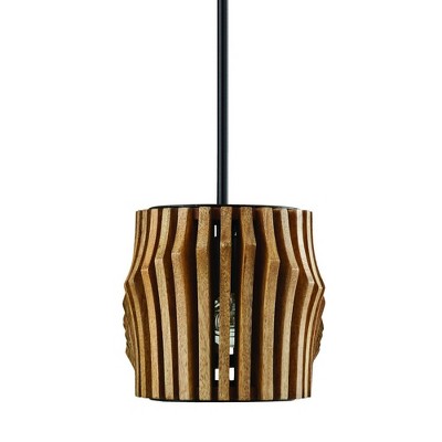 Archer Light Wood and Matte Black 6-Light Island Pendant
