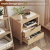 Nightstand with Charging Station Accent Night Stand with 2 Drawers and Storage Shelf Slide Drawer Bedside Table for Bedroom Natural Oak Thick Wood - 2 of 4