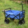 Vynxaria Folding Wagon Garden Shopping Beach Cart (Blue) - 2 of 4