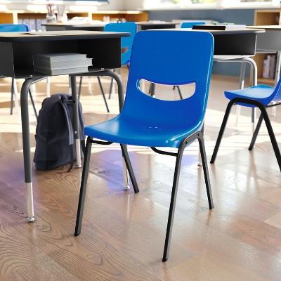 Navy Ergonomic Armless Metal Stacking Classroom Chair