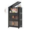 Dolonm 20" Side Wide Folding Storage Cabinet,5 Tiers,with Magnetic Door, Wheels - 2 of 4