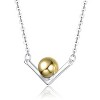Guili Sterling Silver Two-Tone Chevron Pendant Necklace with 14K Gold Plated Sphere and White Gold Plated Chain - Elegant and Modern Design - 2 of 2