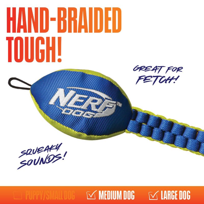 NERF 25&#34; Nylon Squeak Vortex Chain Tug Dog Toy - Green/Blue, 3 of 6