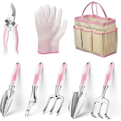 attop 8 Piece Gardening Tools with Bag, Heavy Duty Stainless Steel Garden Tools Set