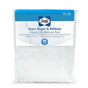 Sealy Stain Repel & Release Waterproof Fitted Crib & Toddler Mattress Pad, White