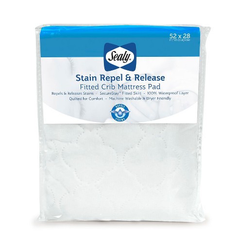 Sealy Stain Repel & Release Waterproof Fitted Crib & Toddler Mattress Pad - image 1 of 4
