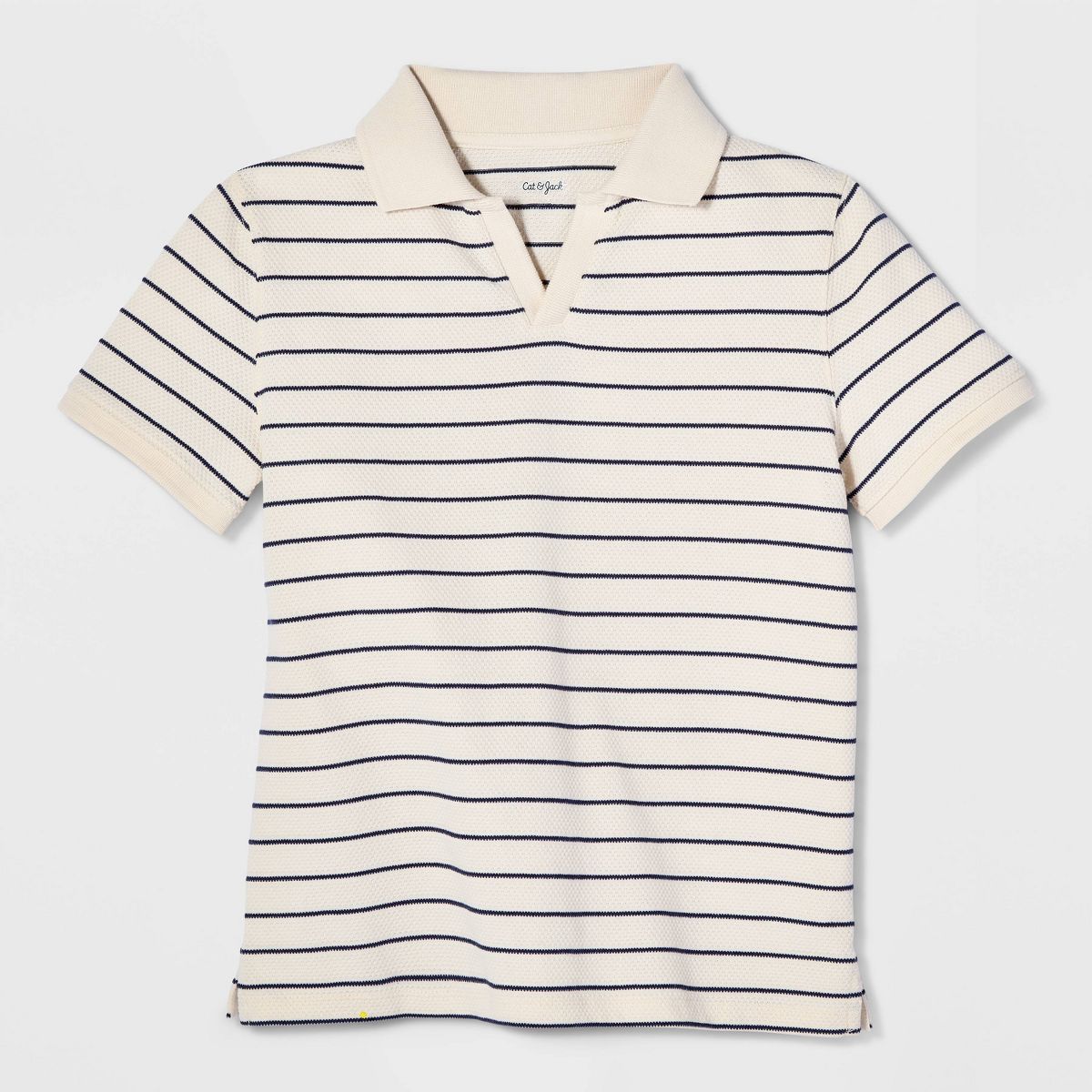 Boys' Short Sleeve Johnny Collar Striped Textured Polo Shirt - Cat & Jack™ - thumbnail 7