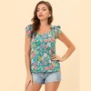 Allegra K Women's Sleeveless Casual Bow Tie Decor Strap Chiffon Floral Tank Tops - 2 of 4