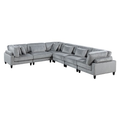 NicBex Couches for Living Room 4-Piece Modular Sectional Sofa Set Upholstered Corduroy Sofa Couch with Cushion Pillows and Solid Wood Legs