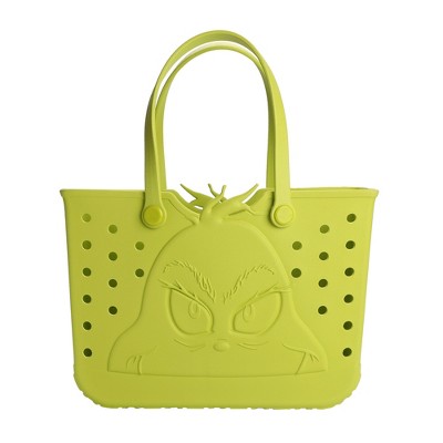 Dr. Seuss The Grinch Rubber Tote Bag with Cutout Design and Easy-Clean Finish