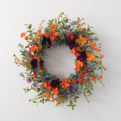 Sullivans 21" Artificial Dahlia Mix Spring Wreath