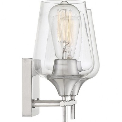 Satin Nickel 2-Light Vanity Fixture with Clear Glass Shades