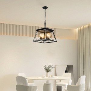 Airsurfer 16" Industrial 4-Light Pendant Chandelier, Modern Metal Cage, Adjustable Hanging Light for Dining, Kitchen, Living Room (No Bulbs) - 1 of 4