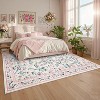 Coucheta Washable Area Rug - Non-Slip Vintage Floral Low Pile Soft Living Room Carpet, Machine Washable Farmhouse Rug for Bedroom - 2 of 4