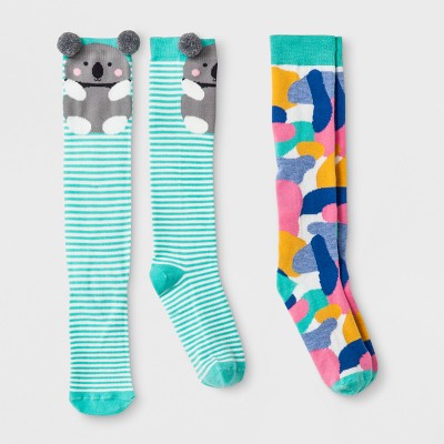 Girls' Knee-high Socks 2pk - Cat & Jack™ Black : Target