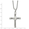 Black Bow Jewelry Stainless Steel Polished and Wire Cross Necklace - 22 Inch - 3 of 4