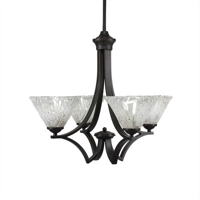 Toltec Lighting Zilo 4 - Light Chandelier in  Dark Granite with 7" Italian Ice Shade