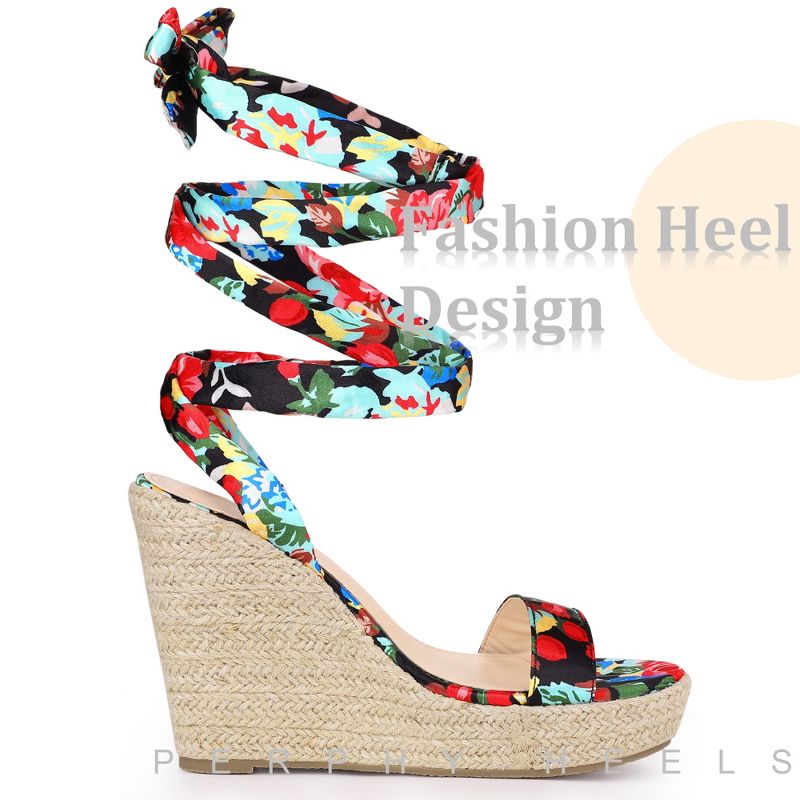 Perphy Platform Floral Printed Espadrille Wedge Sandals for Women, 5 of 8