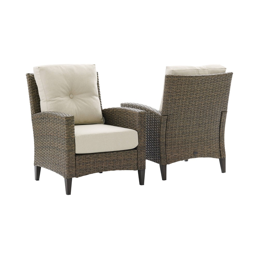Rockport 2pc Outdoor Wicker High Back Arm Chair Set – Crosley  – For the Patio​