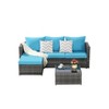 2 Piece Outdoor Woven Sectional L-Shaped Patio Furniture Set with Ottoman and Detachable Lounger Table Perfect for Backyard Poolside Conversation - 3 of 4