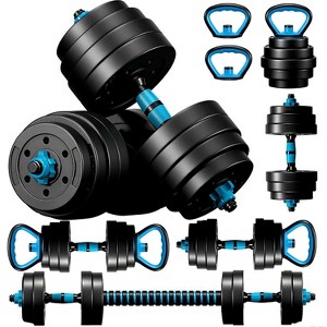 Adjustable Dumbbells, 33 lbs Free Weight Set with Connector, 4-in-1 Dumbbells Set as Barbell, Kettlebells, Push up Stand, Fitness Exercises - 1 of 4