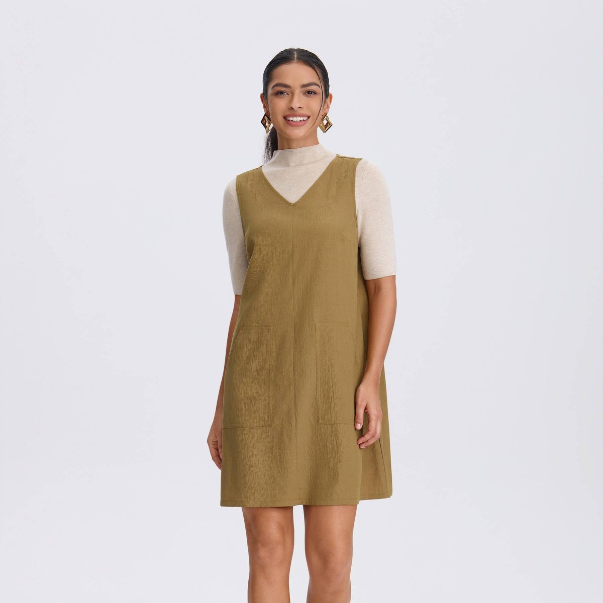 Women's Pocket Detail Mini A-Line Dress - A New Day™ Dijon Yellow - thumbnail 6