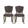 Coolbibila Wooden Dining Chairs Set Of 2,Vintage Tufted Button Velvet Fabric Dining Room Chairs With Rolled Legs And Antique Wood Finish - image 3 of 4