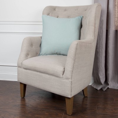 Aqua Cotton Slub 20" Square Throw Pillow with Flange