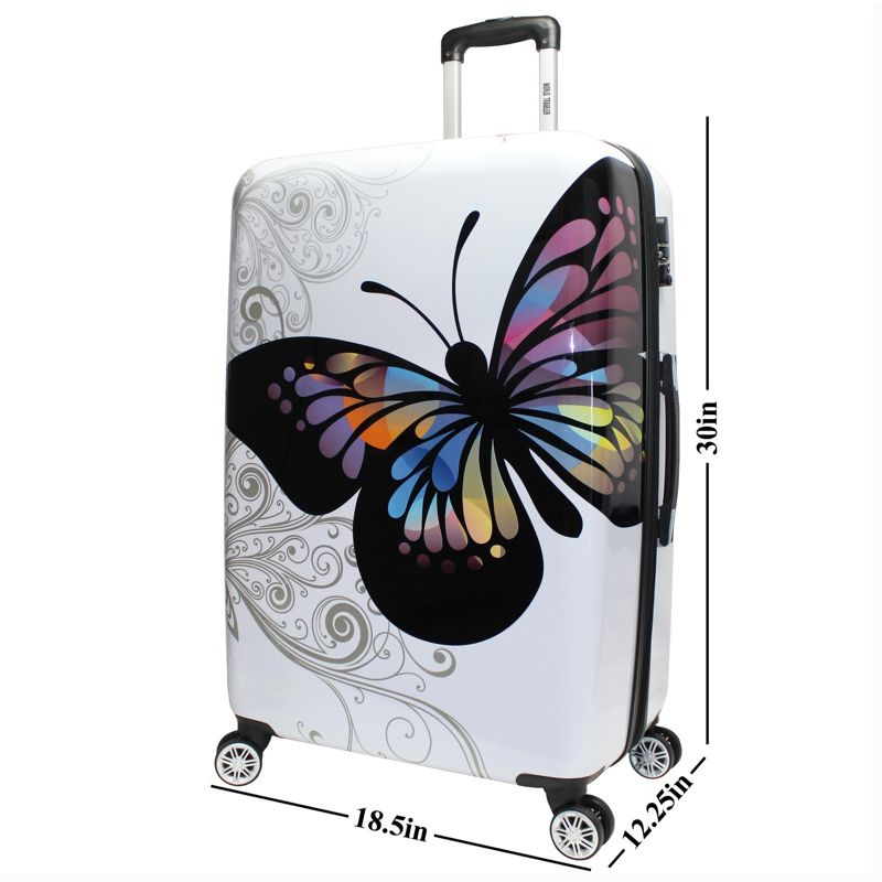 World Traveler Butterfly 28-Inch Hardside Expandable Spinner Luggage, 4 of 6