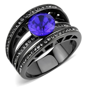 Slickblue Sapphire Accent Designer Ring, Ion Plated Stainless Steel, Anniversary or Gift Ring for Women, Sizes 5-10 - 1 of 4