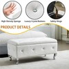 CAVINAS Luxury Gold Faux Leather Storage Ottoman Bench with Crystal Buttons,Footstool with Hidden Storage for Bedroom,Living Room - 4 of 4