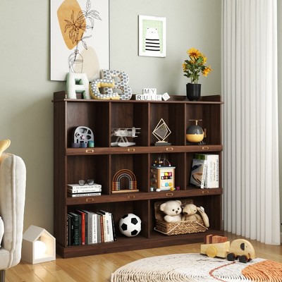 Etelifrank Walnut 10-Shelf Bookcase - Stylish and Functional Storage for Home or Office