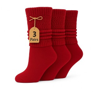 Women’s Lightweight Cotton Slouch Socks Over-the-Calf Knee-High Scrunch Socks 3 Pairs Shoe Size 5-10 - 1 of 3
