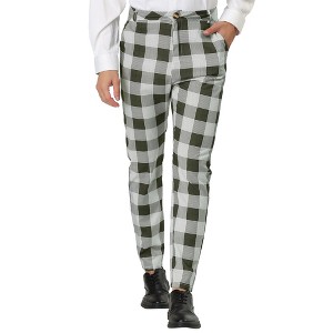 Lars Amadeus Men's Regular Fit Business Color Block Checked Trousers - 1 of 4